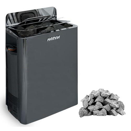 Harvia The Wall SW60 black steel 6kW sauna heater package - matte black finish with illuminated top controls
